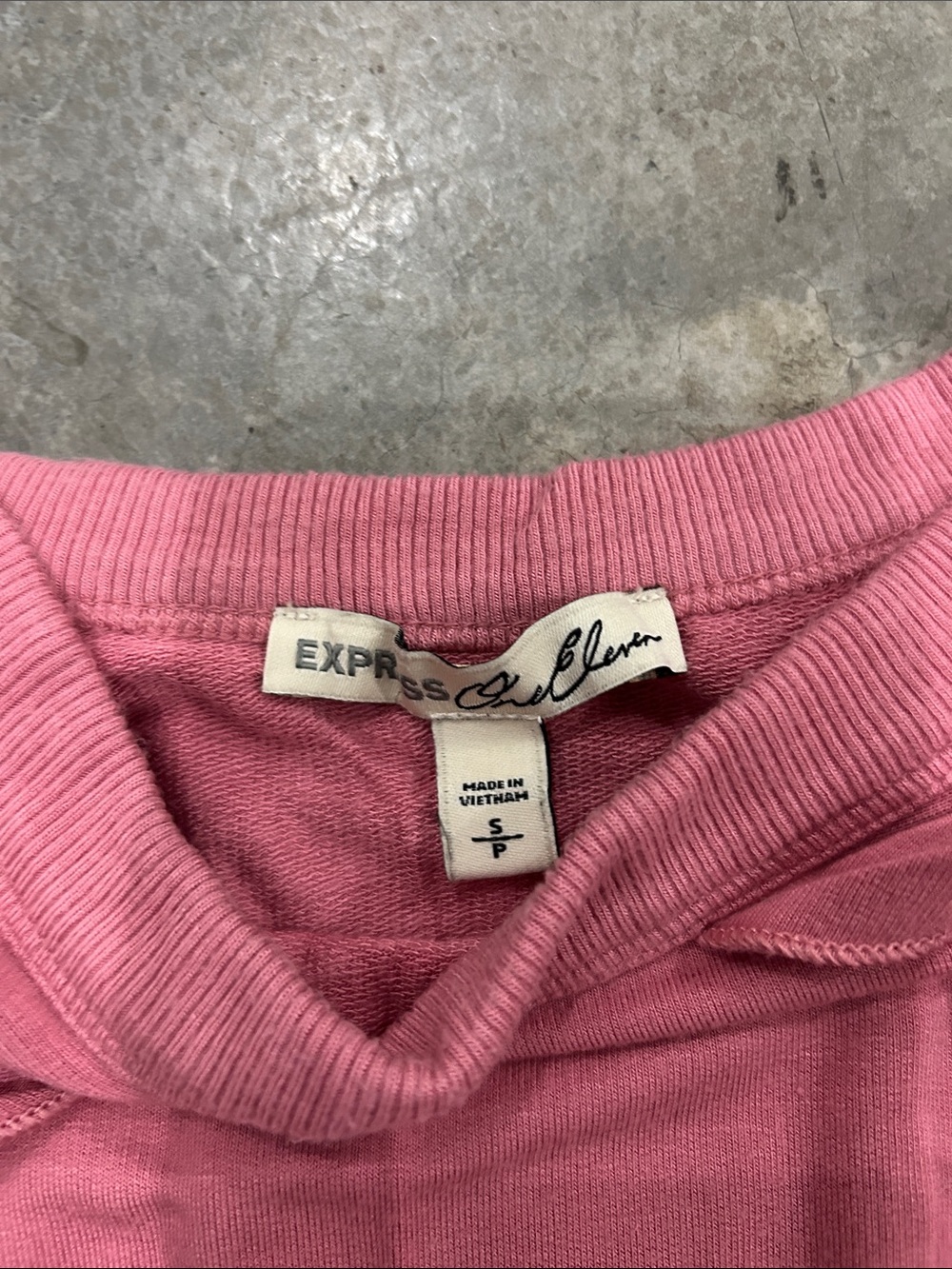 Express Pink Cold-Shoulder Ruffle Sweatshirt - Picture 2 of 8